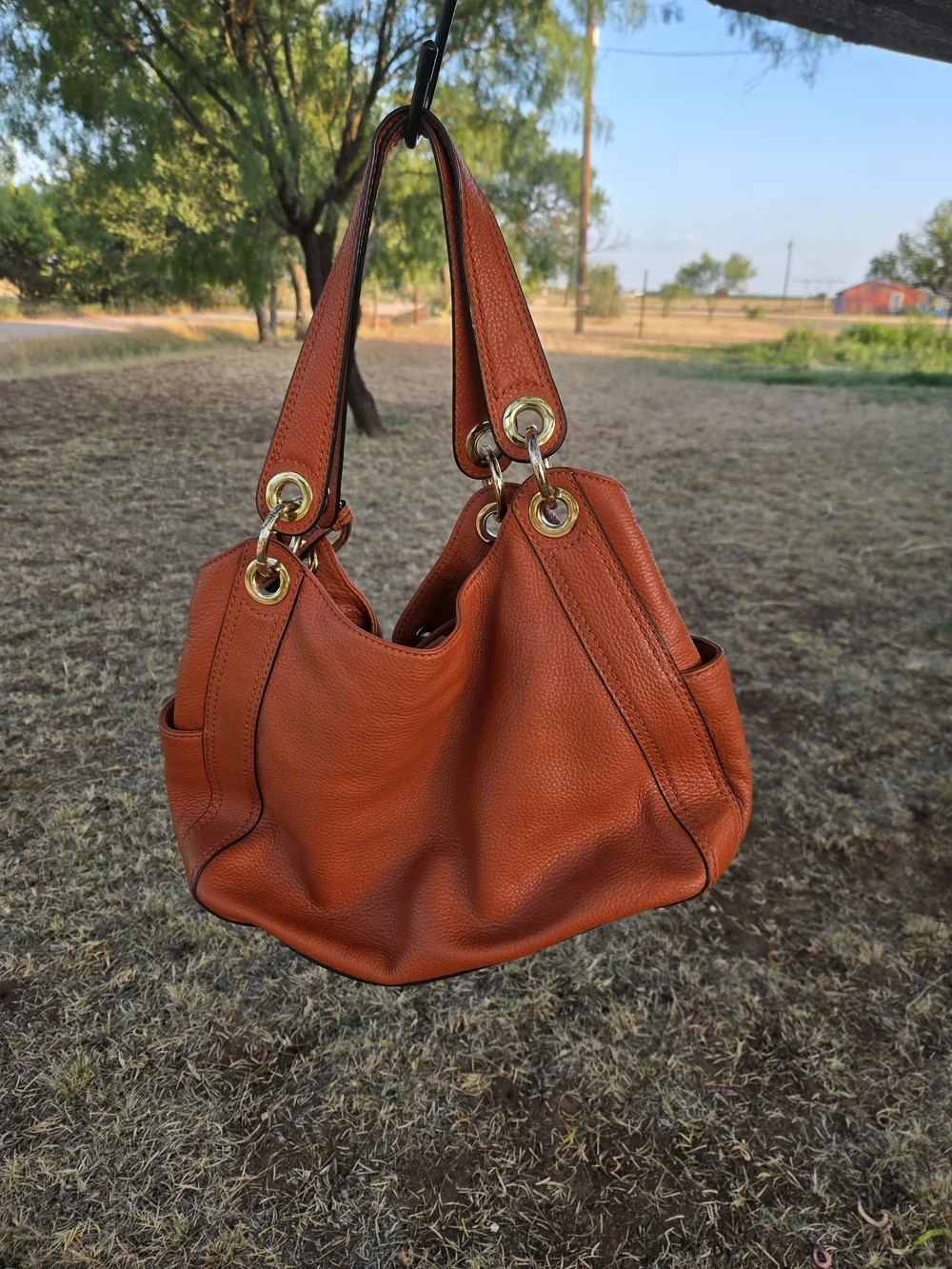Michael Kors Burnt Orange Leather Shoulder Bag